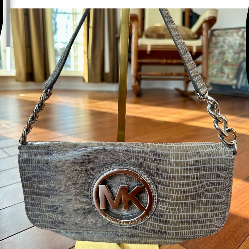 Michael Kors Textured Gray Python Shoulder Bag - image 2